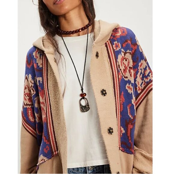 Free People Bowery Cardigan Hoodie Oversized Slouchy Cotton Jacket - Picture 5 of 12